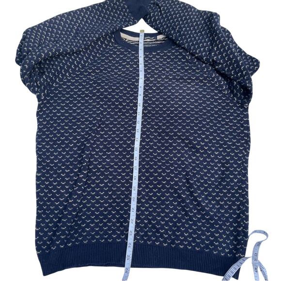 American Eagle Navy Knit Men’s Crewneck Sweater Blue White Pullover Sz Large - Picture 6 of 8